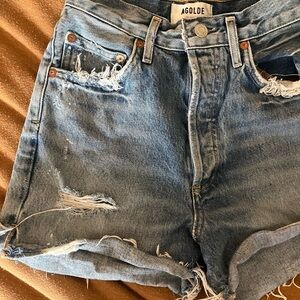Agolde Women's Ripped Blue Jean Shorts
